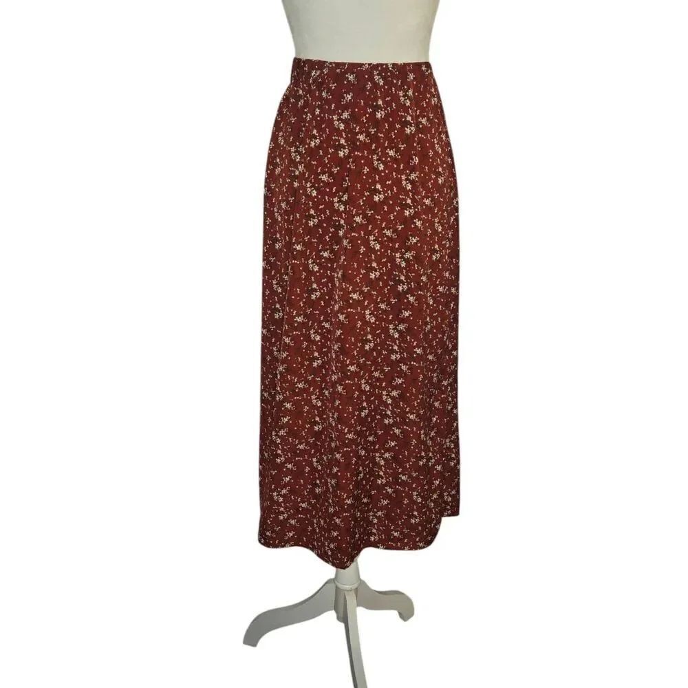 Shein Plus Women's Size 4X Burgundy Floral Maxi Skirt